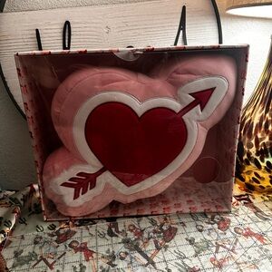 Heart-Shaped Heated Pink and Red Pillow New